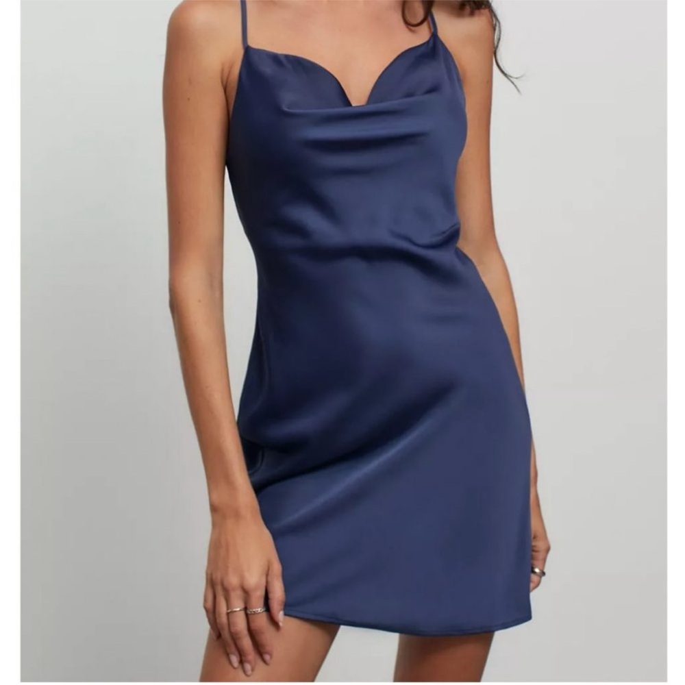 Elegant Navy Blue Slip Dress